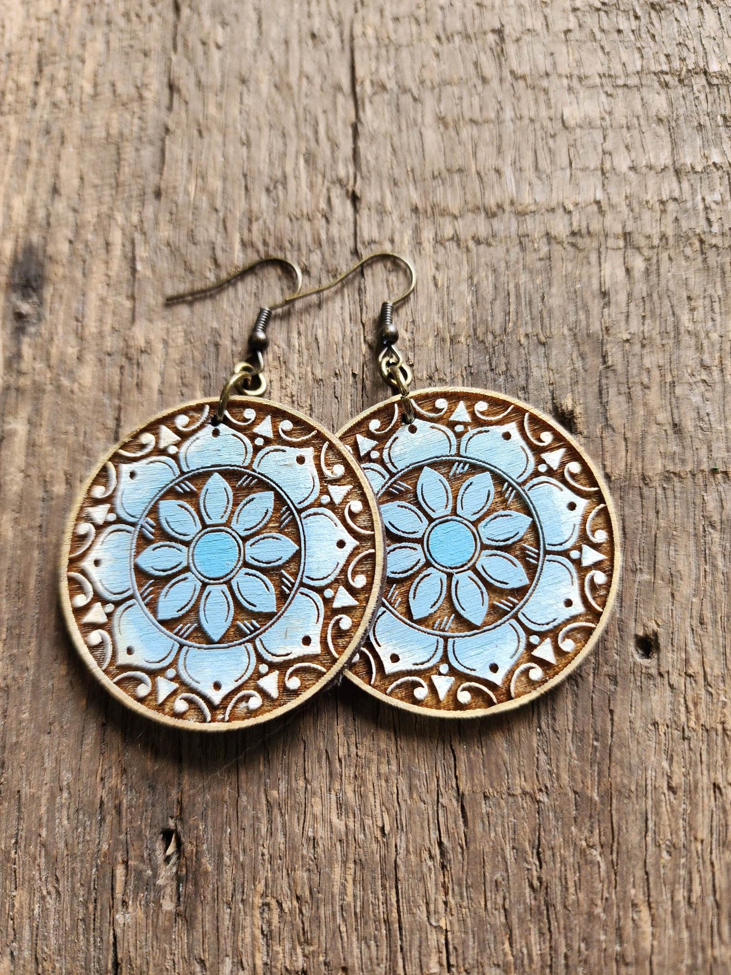 Boho Floral Round Earrings - Digital File Download