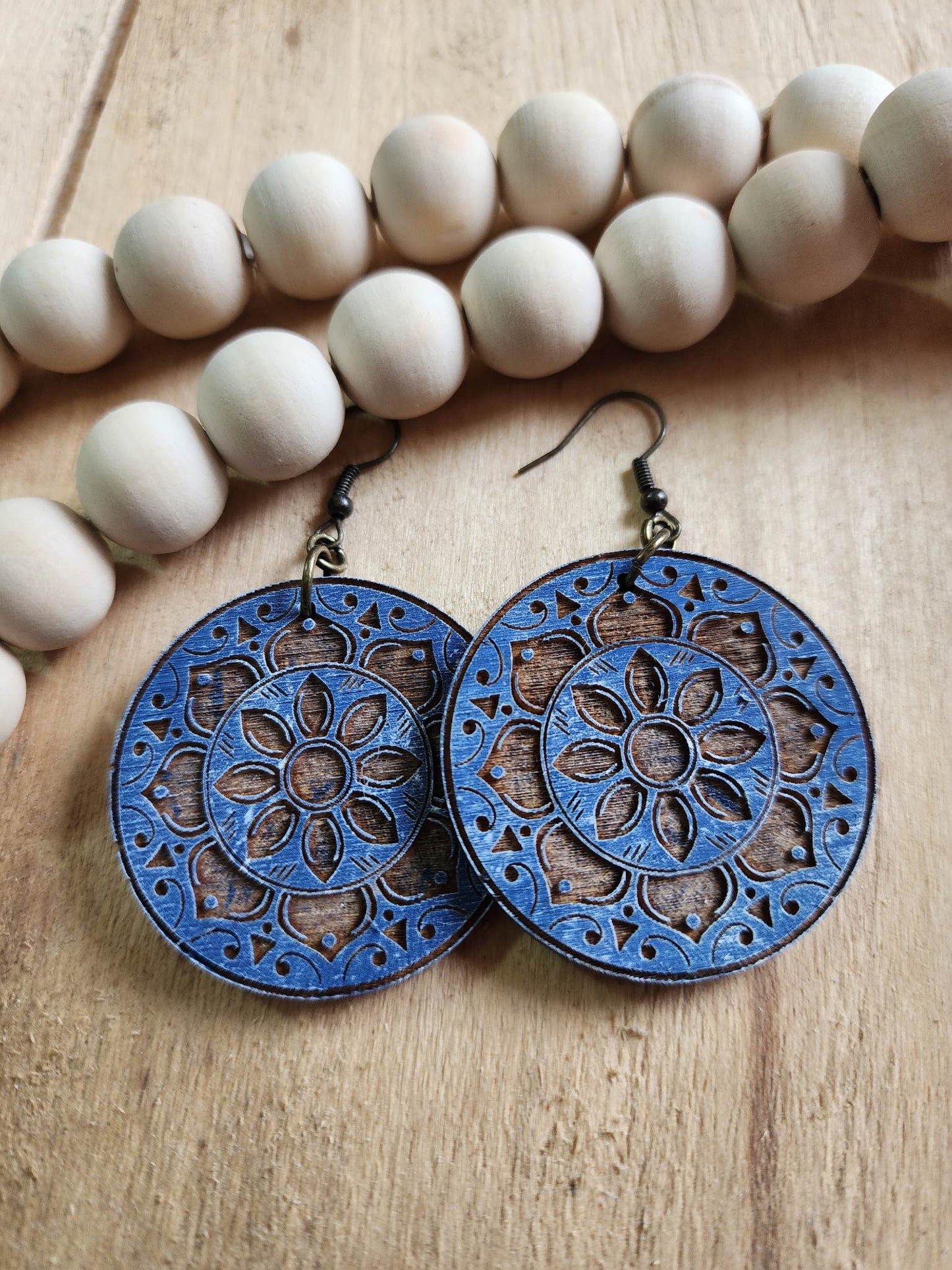 Boho Floral Round Earrings - Digital File Download